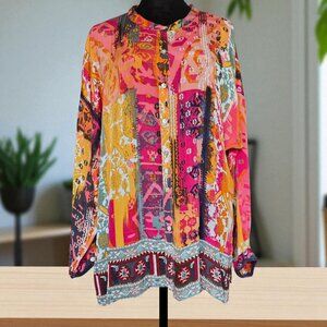 LOVE KAYLA ( LG ) Shael Button Up Multi Colored Breathable Boho Blouse